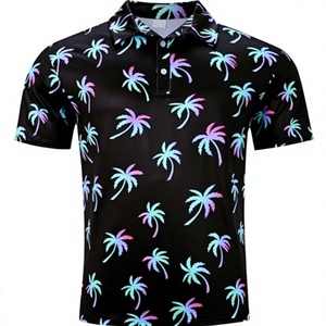 Camiseta de Golf para Hombre de Alta Calidad con Diseño de Palmeras, Manga Corta, Tejido de Poliéster, Cómoda, Transpirable y de Secado Rápido - Product Image 3