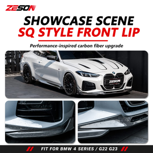 Splitter Anteriore in Vera Fibra di Carbonio Stile SQ in 3 Pezzi per <span class=keywords><strong>BMW</strong></span> <span class=keywords><strong>Serie</strong></span> <span class=keywords><strong>4</strong></span> G22 G23 430i M440i Coupé Cabriolet 2020+ - Product Image 6