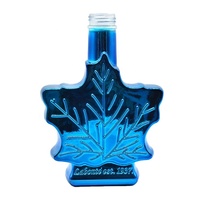 Bouteille en verre bleu en forme unique de 250 ml pour sirop d'érable au design personnalisé