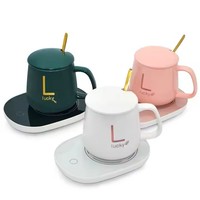 Tasse chauffante électrique portable en céramique et porcelaine avec thermostat à température constante de 55 degrés, idéale pour le café (OEM)