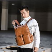 Sac à dos en cuir PU haute capacité pour homme, imperméable, avec logo personnalisé, idéal pour l'université et l'école
