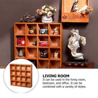 Étagère murale carrée en bois vieilli style rétro, présentoir créatif à 16 compartiments, boîte de rangement murale pour articles divers