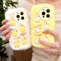 Coques de Téléphone Portable Chaudes et Douillettes en Peluche d'Hiver, Motifs Kawaii Colorés de Dessins Animés – Grande Vente – pour Filles Tendance