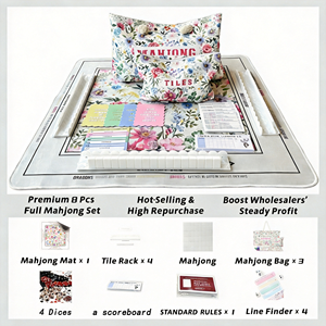 Juego de Mahjong Americano Musical Blanco con Diseño Pintado a Mano, Fichas de Mahjong, Tableros, Bolsa y Accesorios - Product Image 3