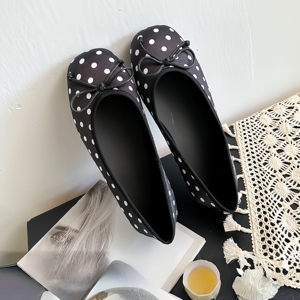 <span class=keywords><strong>Zapatos</strong></span> <span class=keywords><strong>Planos</strong></span> de Mujer con Punta Redonda y Lazo, Estampado de Leopardo y Puntos, Tela Suave, Estilo Casual y Dulce para el Día a Día - Product Image 5
