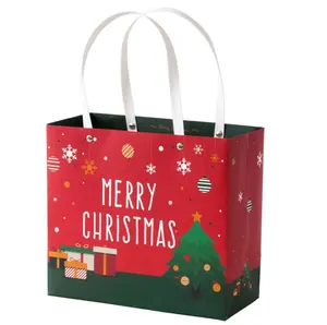 圣诞树纸袋带便携式铆钉节日新年贺卡礼品盒套装