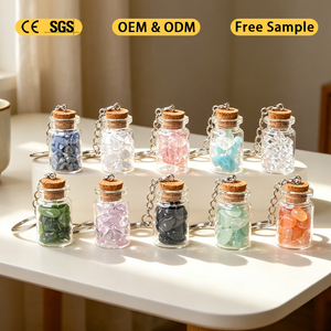 Porte-clés personnalisé en cristal de guérison fait main, bouteille à vœux, thème amour, pour décoration, vente en gros - Product Image 1