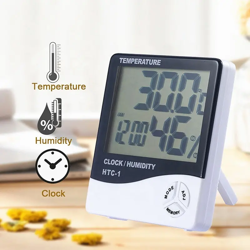 Oda Lcd elektronik sıcaklık nem ölçer dijital termometre higrometre çalar saat Htc-2 2021