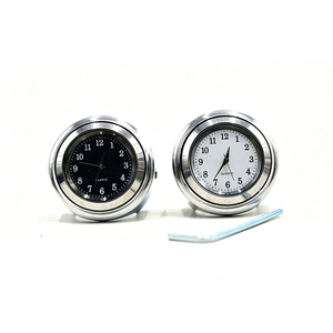 Reloj de cuarzo retro para motocicleta, indicador para Harley Cruiser Bobber, reloj universal para manillar de motocicleta, esfera blanca y negra - Product Image 4