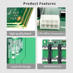 บอร์ดฐานรองรับการ์ดจอแบบกำหนดเอง Miwin 11 ช่อง PCIe 5.0 X16 GPU พร้อม 22 MCIO X8 บอร์ดขยายการ์ดจอแบบติดต่อโดยตรง P5 ODM GPU E - Product Image 3