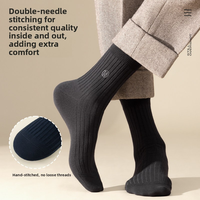 Chaussettes thermiques pour hommes en coton 98,1 %, style professionnel, brodées, mi-mollet, chaudes, double aiguille, anti-humidité, modèle M1319