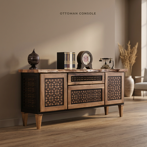 Table console ottoman en bois, meuble d'appoint avec rangement pour entrée et salon - Product Image 3