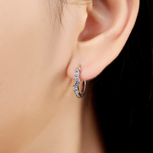 Boucles d'oreilles pour femmes en cuivre blanc et laiton avec zircon, motif ciel étoilé, étoiles et lune - Cadeau d'anniversaire - Product Image 2