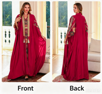Ensemble Abaya pour femmes musulmanes, 2 pièces, kimono ouvert + robe imprimée, broderie dorée de luxe, pompon, kaftan islamique, robe de soirée Dubaï