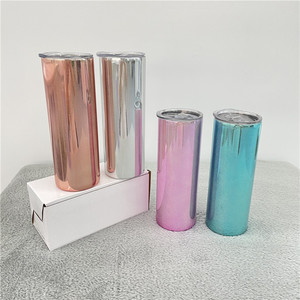 Vaso recto de 20oz, espejo mágico de sublimación en blanco, metálico, electrochapado, holográfico, purpurina, taza de café - Product Image 3