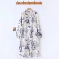Vêtements de nuit 100% coton respirants à fleurs col en V personnalisés à prix réduit pour femmes robe de détente
