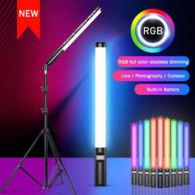 Studio Photography RGB LED Light Stick USB Rechargeable Handheld Light Wand for Photos Video Movie Vlog Fill Light