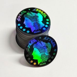 Autocollant artisanal en vinyle découpé sur mesure, effet holographique brillant, or, argent, arc-en-ciel - Product Image 4