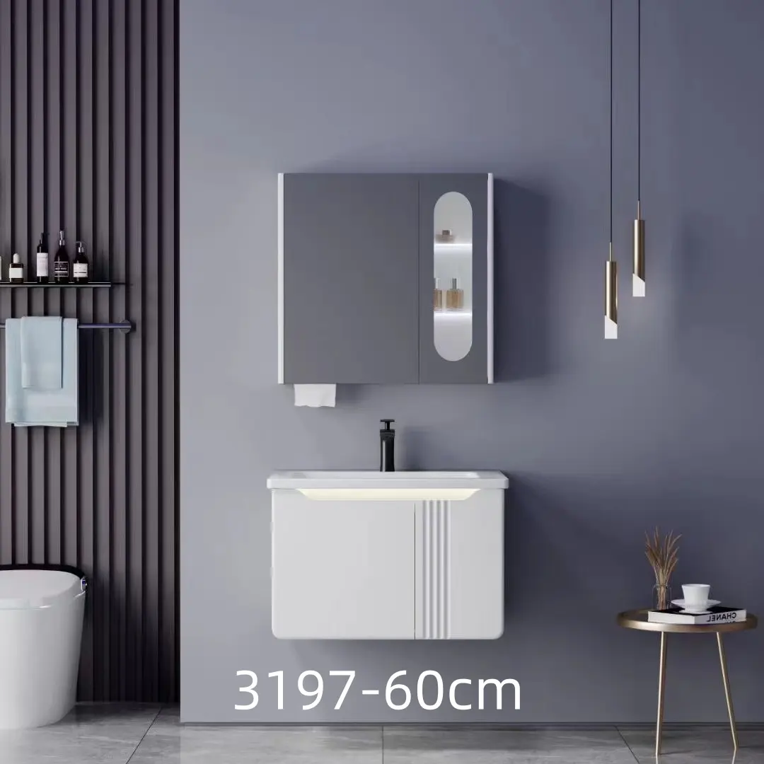 Pabrik grosir harga yang baik Modern kabinet kamar mandi peralatan kamar mandi kayu lapis rias wastafel kamar mandi kabinet dengan cermin