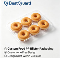 Barquette en plastique transparente de qualité alimentaire sur mesure pour beignets, barquette d'emballage jetable pour pâtisserie, thermoformée sous vide