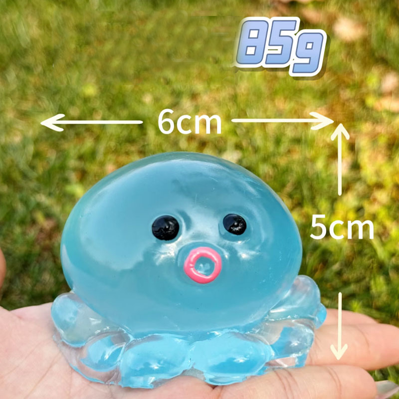 20664-Poulpe bleu Transparent spongieux