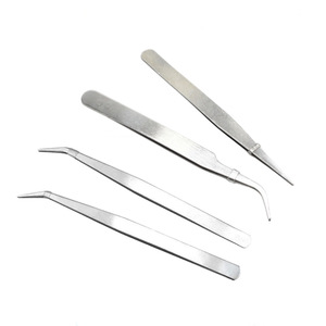 Pincettes de précision Yidasen 100 mm en acier inoxydable, pointes courbées et droites pour cils, ongles, bricolage et usage domestique - Product Image 1