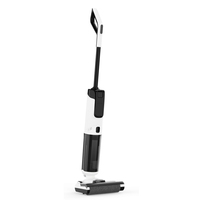 Laveuse de Sol Portable à Double Réservoir, Aspirateur Balai Humide/Sec Auto-Nettoyant, Rouleau pour Tapis, Assistant Vocal Bilingue, Idéal pour Hôtels