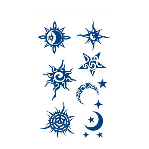 BXTAT GZ223to228 semipermanente azul Genipa jugo tatuajes papel geométrico <span class=keywords><strong>Lobo</strong></span> tiburón estrellas Luna señora diseños de <span class=keywords><strong>flores</strong></span> - Product Image 5