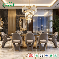 Maßgefertigte Moderne Esszimmerstühle mit Goldenen Metallbeinen und Tropfenförmigem Ausschnitt-Design, Komplette Möbelausstattung für Hotel und Restaurant
