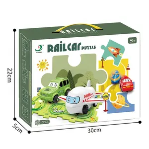 Kinder DIY Schienenwagen Puzzle Cartoon Mini Elektrische Schienenwagen Spielzeug Kunststoff Montage Schienenfahrzeug-Set