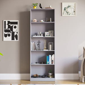 Libreria a 5 Ripiani Extra-Large con Scaffali in <span class=keywords><strong>Legno</strong></span> <span class=keywords><strong>Bianco</strong></span>, Scomparti Portaoggetti, Perfetta per Ufficio o Soggiorno - Product Image 5