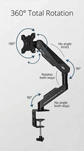 Support de <span class=keywords><strong>moniteur</strong></span> unique compatible VESA pour écrans de 17 à 32 pouces, <span class=keywords><strong>bras</strong></span> articulé pivotant réglable pour montage sur table - Product Image 5