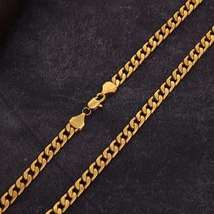2023 venta al por mayor 18K aleación chapada en oro 6mm de ancho collar de cadena de eslabones cubanos estilo Vintage diferentes longitudes joyería fina barata - Product Image 4