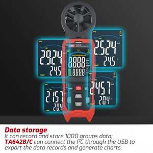 OEM & ODM TASI TA642A Anemometer Wind & Air Temperature Flow Velocity Meter <b>Speed</b> <b>Measuring</b> <b>Instrument</b> - Product Image 6