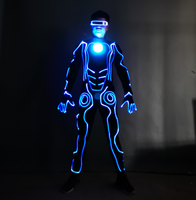 Costume néon lumineux EL Wire Tron avec lumière LED sur la poitrine pour Halloween, cosplay et soirées rave
