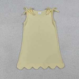 Vestido de Verano para Niñas, Estampado, Sin Mangas, Hasta la Rodilla, Transpirable, con Dobladillo Festoneado y Lazos en los Hombros - Product Image 4