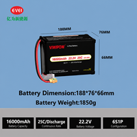 Paket Baterai Lithium-Ion UAV Semi-solid State Viwipow Kustomisasi Berkinerja Tinggi 16000mah 6s 25C -20~-50C untuk Drone Angkat Berat
