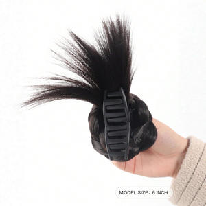 Py571 Perruque chignon en fibre haute température, noir naturel, brun foncé, brun clair, avec système de fixation Miss Hair Extension - Product Image 4