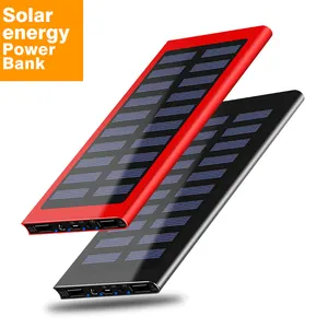 2023 Cell phone Solar Power Bank 20000mah Power supply Portable Charger LED External Battery PowerBank aluminum alloy silm