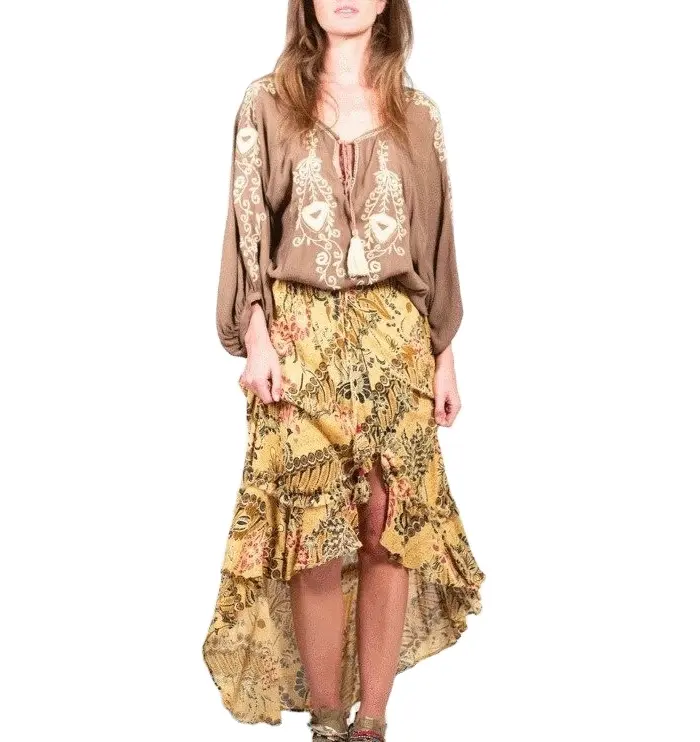 autumn new floral embroidered dress for foreign trade