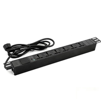 Multiprise universelle 6 voies PDU 1U à montage en rack avec interrupteur, coque en alliage d'aluminium, prise EU Schuko 16A 250V