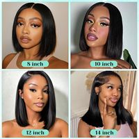 Peluca de Cabello Humano Vietnamita Estilo Bob, Peluca Frontal de Encaje HD 13X4, Pelucas Cortas y Lisas para Mujeres Negras, Pre-Desplumada