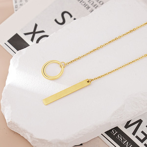 Collar de Moda con Colgante de Barra Circular en Acero Inoxidable Chapado en Oro de 18k para <span class=keywords><strong>Mujer</strong></span> - Product Image 4