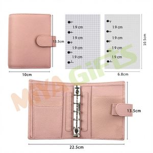 Sistema de sobres de efectivo personalizado organizador de dinero ahorro desafío presupuesto 5 anillas carpeta planificador cubierta de cuero cuaderno <span class=keywords><strong>A8</strong></span> rubor Rosa M - Product Image 1