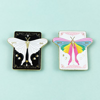 Broche Papillon Étoile Lune Dessin Animé Personnalisée, Épingle Décorative Géométrique Rotative en Alliage