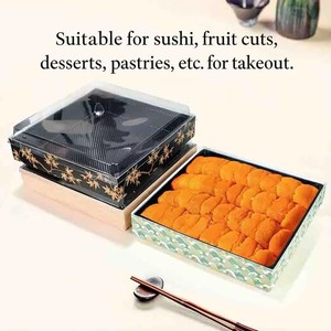 Boîte à sushi jetable Bellflower carrée, <span class=keywords><strong>plateau</strong></span> frais, sashimi, saumon, fruits de <span class=keywords><strong>mer</strong></span>, boîte d'emballage japonaise avec couvercle, 50 pièces - Product Image 4
