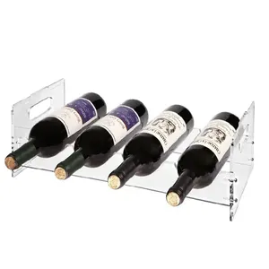 Personalizado tamanho claro acrílico autônomo empilhável 4/8/12 garrafa organizador vinho Display Rack