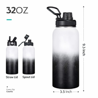 Bouteille d'eau isotherme en acier inoxydable anti-fuite, gourde thermique à double paroi sous vide pour les voyages en plein air et la randonnée