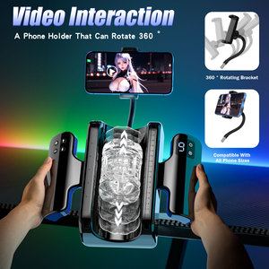 BANSEY Gamepad Dual Handle Male Masturbator 9 modes de poussée, course de 20 cm, support de téléphone, stimulateur de pénis motorisé automatique - Product Image 2