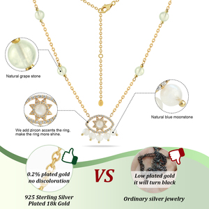 18K chapado en oro plata esterlina 925 mal de ojo joyería cristal turco colgante collar pulseras pendientes para fiestas bodas - Product Image 6